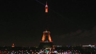 Eiffel Tower lights are switched off