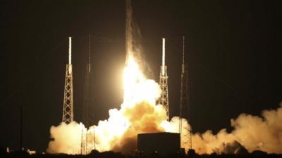 The unmanned Falcon 9 rocket launched by SpaceX