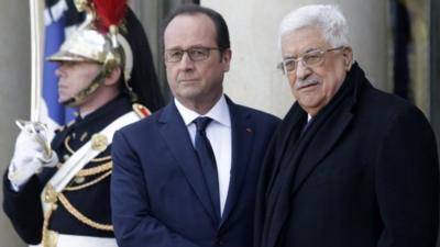 Francois Hollande and Mahmoud Abbas