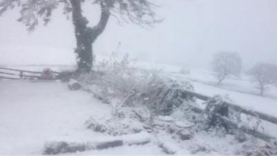 Snow at Llanuwchllyn, Gwynedd