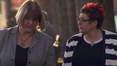 Phyllis Carruthers (left) and Shelley Gilfillan have travelled to Westminster for the hearing