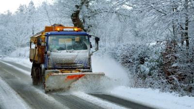 A snow plough on the A93 near Guildtown