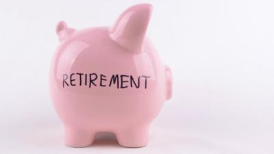 Piggy bank with word 'retirement'