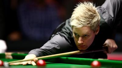 Neil Robertson in action at the 2015 Masters