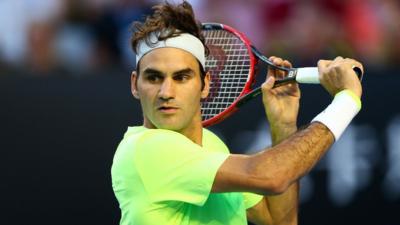 Roger Federer in action at the 2015 Australian Open