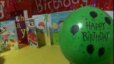 Birthday cards and balloons