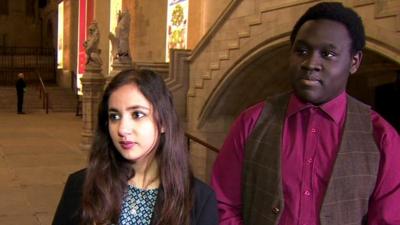 Ife Grillo, from Hackney Youth Parliament, and Yasmin Rufo, of the British Youth Council