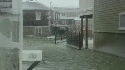 Floodwater in Scituate in Massachusetts