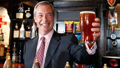 Nigel Farage with pint