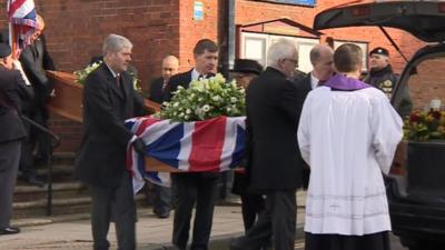 The funeral of Bernard and Irene Jordan