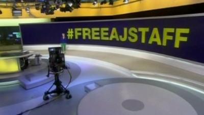 Screen shot of al-Jazeera studio