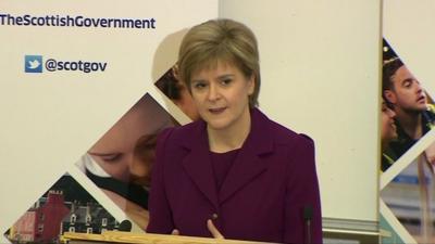 Nicola Sturgeon, making a speech in London