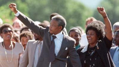 Nelson Mandela walks free from prison