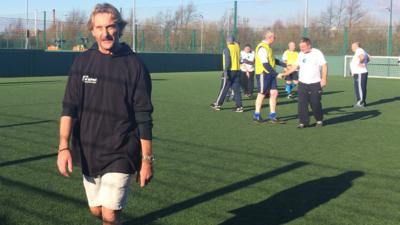 Foggy walking football