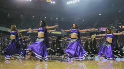 Bollywood dancers at an NBA game