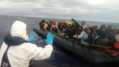 Italian coastguard rescue footage