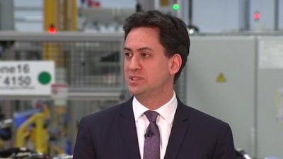 Labour leader Ed Miliband giving a speech on his party's economy plans at Jaguar Land Rover in Wolverhampton