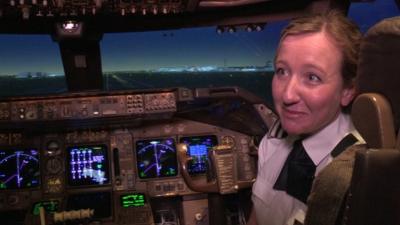 Helen Macnamara in a cockpit