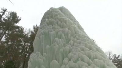 Ice fountain in Letchworth State Park, New York