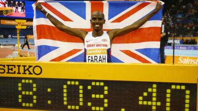 Mo Farah sets indoor two mile world record in Birmingham