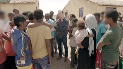 Paul Kenyon at refugee camp