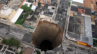 A sinkhole in Guatemala in 2010