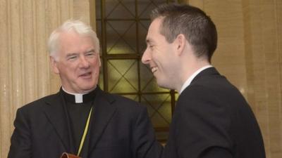 Bishop of Down and Connor Noel Treanor met DUP MLA Paul Givan at Stormont to discuss plans for a conscience clause in equality law