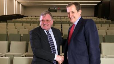 Leighton James with Alastair Campbell