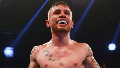 Carl Frampton shows his delight after stopping Chris Avalos in Belfast