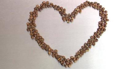 coffee beans in shape of heart