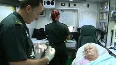 Patient Susan Mason with paramedics