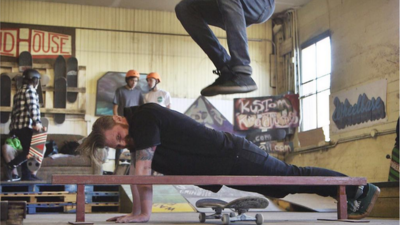 Skateboarding trick in Tacoma