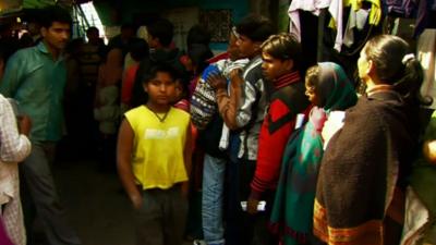 People queuing in Mumbai