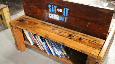 a bench with built-in library