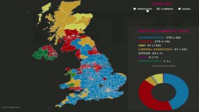 Political map based on betting