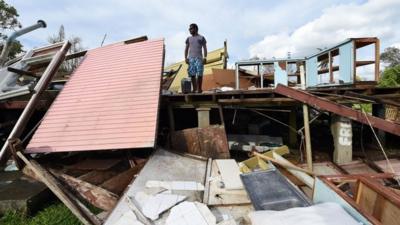 Wrecked building in Port Vila, Vanuatu