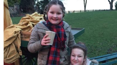 School Reporter Caitlin, 13 from Sacred Heart High School in Newcastle (on right) and her sister Charlotte 10 (on left).