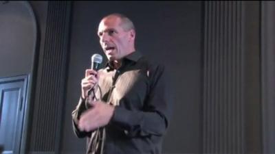 Greek Finance Minister Yanis Varoufakis apparently seen in video footage using a middle-finger gesture