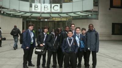 Students outside New Broadcasting House