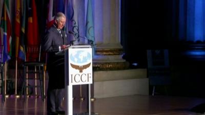 Prince Charles speaking at the International Conservation Caucus Foundation in Washington.