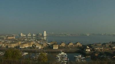 Eclipse timelapse Cardiff Bay