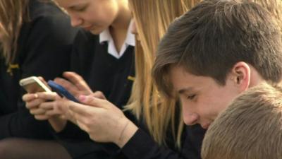 Children on a smartphone