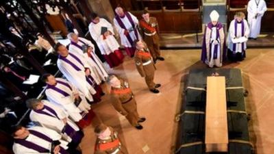 Archbishop of Canterbury the Most Rev Justin Welby during the internment of the remains of Richard III at Leicester Cathedral