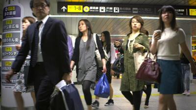 People at Shibuya train station