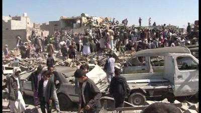 Aftermath of Saudi-led airstrikes in Yemen