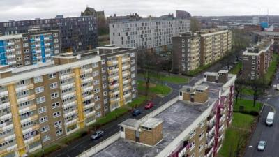 Aerial shot of flats