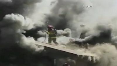 The firefighter in Fresno tackling the blaze