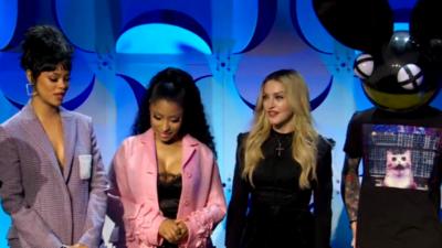 l-r Rihanna, Nicky Minaj, Madonna, Deadmau5 at Tidal re-launch