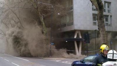 Fire fighters at the scene on Kingsway in Holborn, London