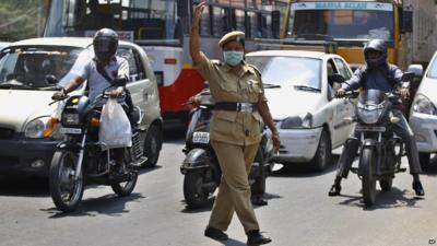 Traffic in a road in India